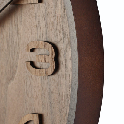 NeXtime Wood Wood Medium - Natuurlijke uitstraling - Houten wandklok 35 cm