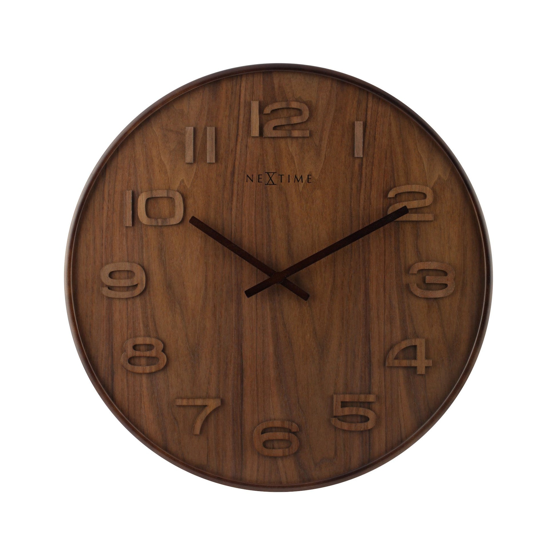 NeXtime Wood Wood Medium - Natuurlijke uitstraling - Houten wandklok 35 cm