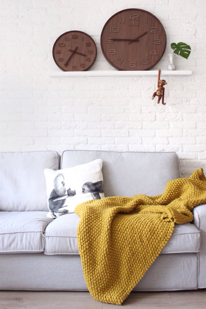 NeXtime Wood Wood Medium - Natuurlijke uitstraling - Houten wandklok 35 cm