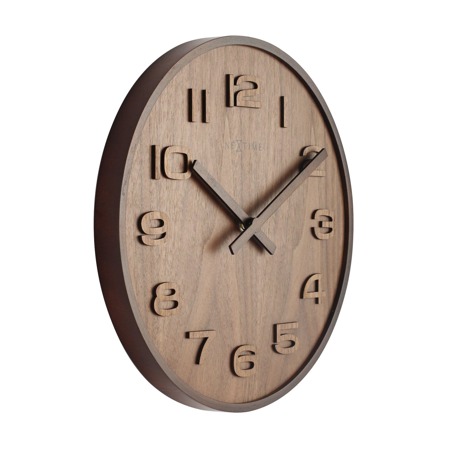 NeXtime Wood Wood Medium - Natuurlijke uitstraling - Houten wandklok 35 cm