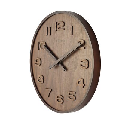 NeXtime Wood Wood Medium - Natuurlijke uitstraling - Houten wandklok 35 cm