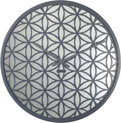 NeXtime Bella Mirror - Decoratieve Wandklok met Spiegelglas - 50 cm
