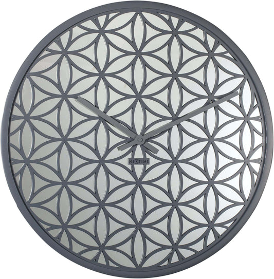 Comnox - NeXtime Bella Mirror - Decoratieve Wandklok met Spiegelglas - 50 cm