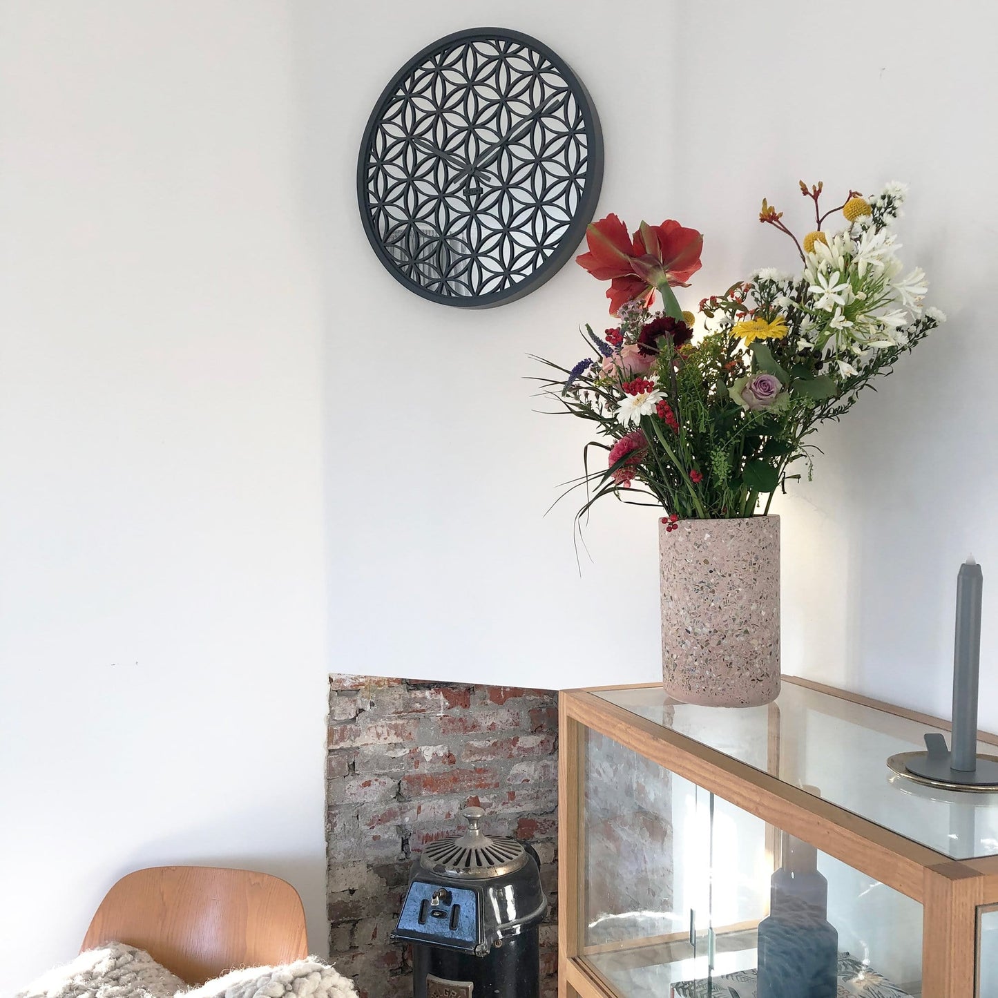 NeXtime Bella Mirror - Decoratieve Wandklok met Spiegelglas - 50 cm