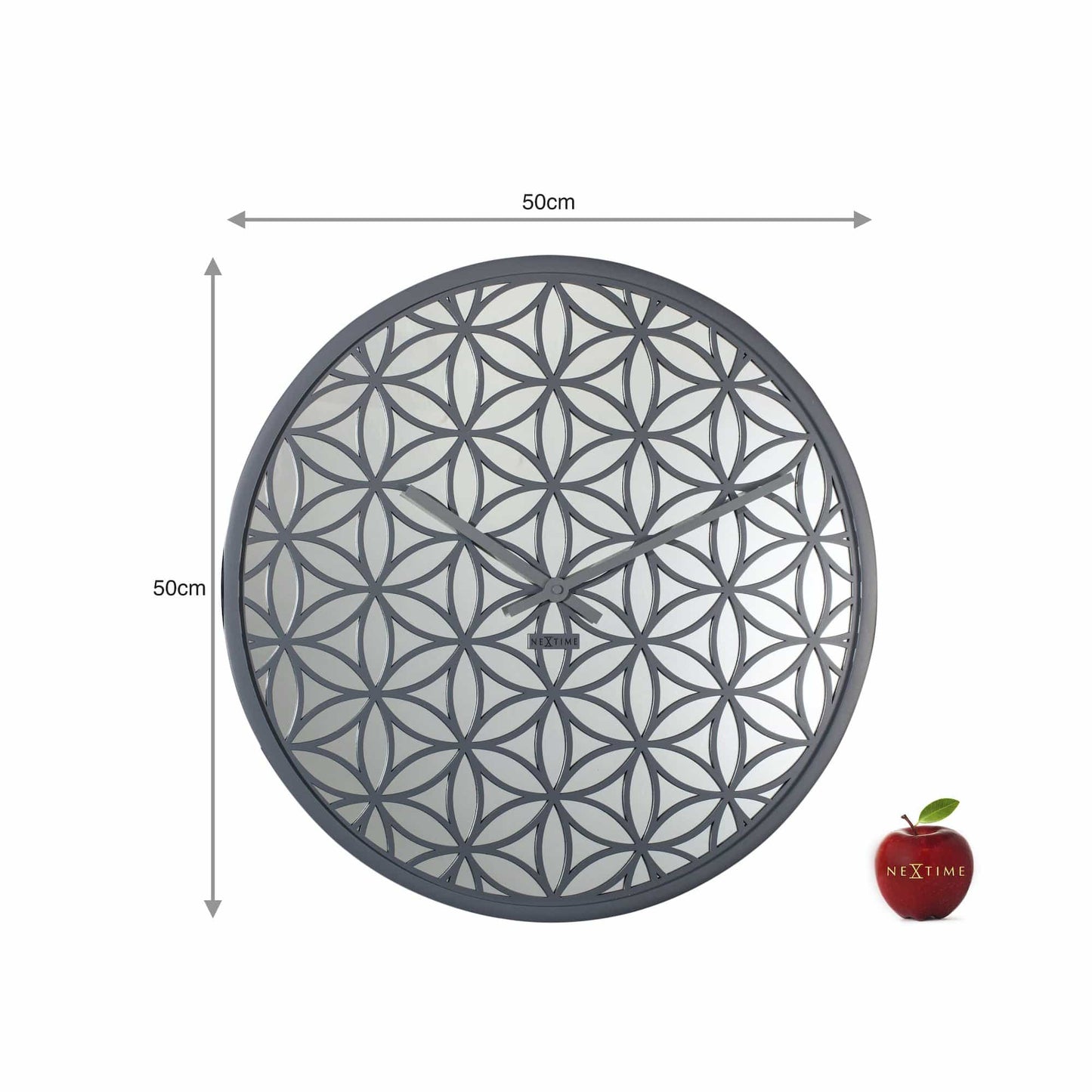 NeXtime Bella Mirror - Decoratieve Wandklok met Spiegelglas - 50 cm