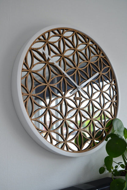 NeXtime Bella Mirror - Decoratieve Wandklok met Spiegelglas - 50 cm