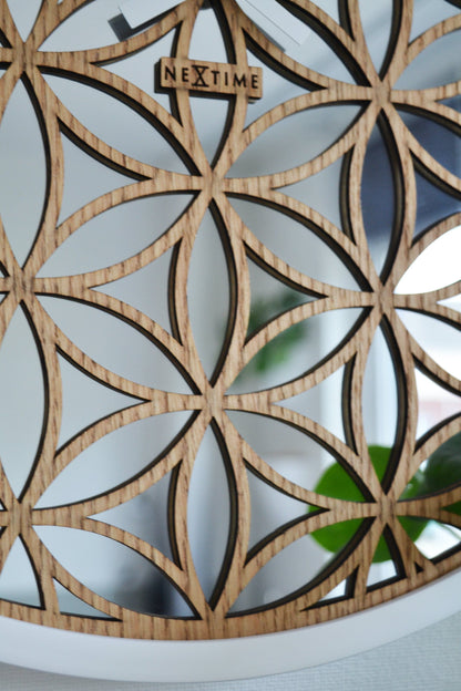 NeXtime Bella Mirror - Decoratieve Wandklok met Spiegelglas - 50 cm