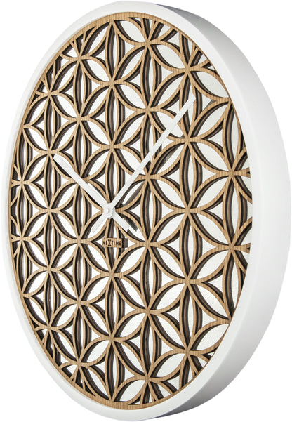 NeXtime Bella Mirror - Decoratieve Wandklok met Spiegelglas - 50 cm