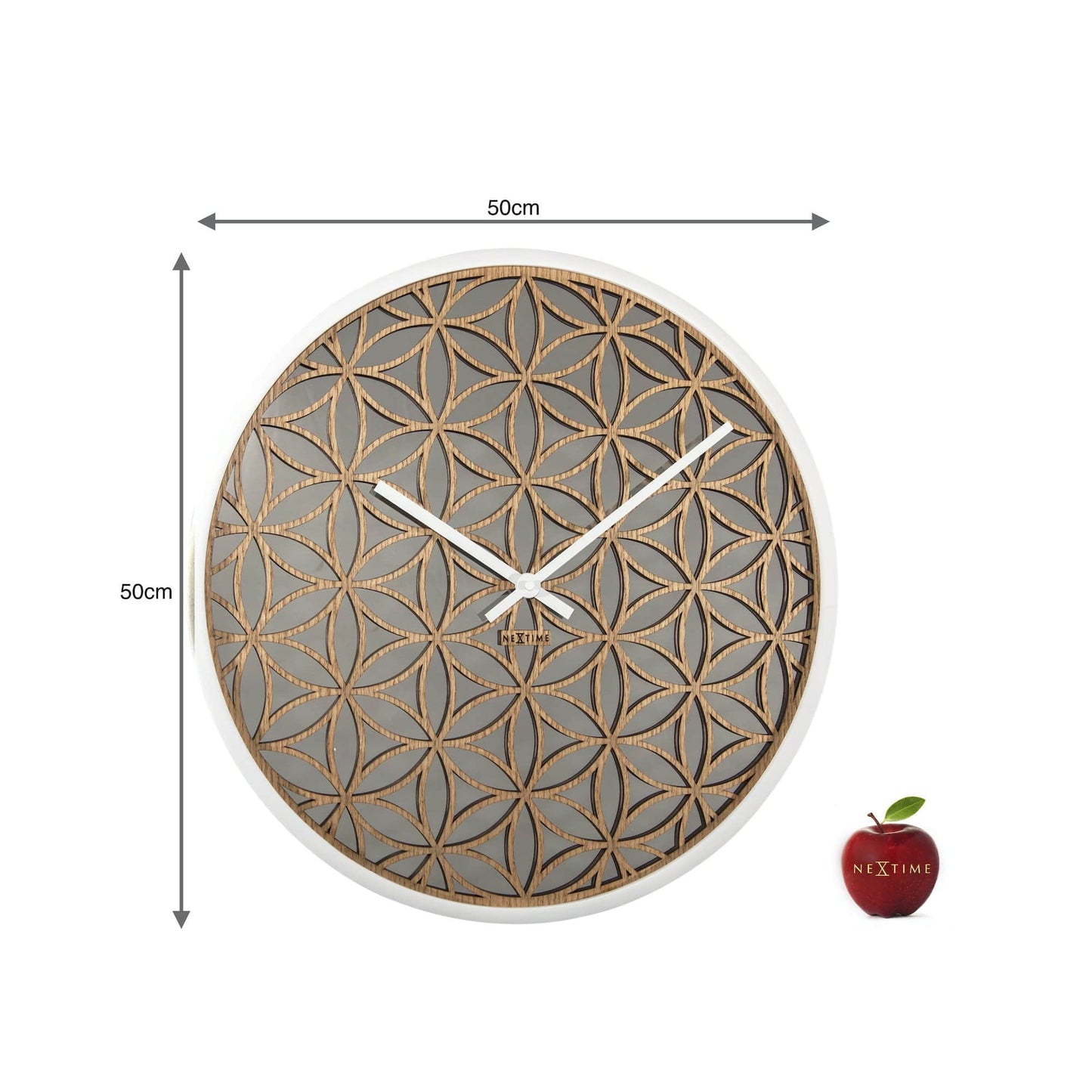 NeXtime Bella Mirror - Decoratieve Wandklok met Spiegelglas - 50 cm