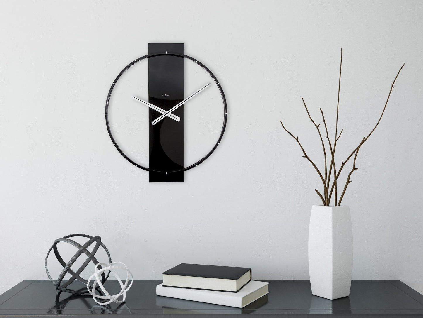 NeXtime Carl - Minimalistisch design met hout en staal - Zwart