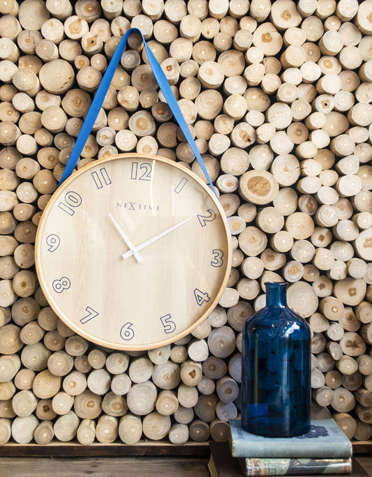 Comnox - NeXtime Loop Big - Stille wandklok met design - Hout en Textiel