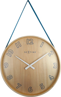 NeXtime Loop Big - Stille wandklok met design - Hout en Textiel