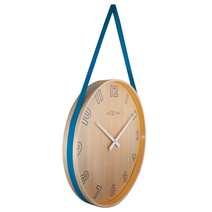 NeXtime Loop Big - Stille wandklok met design - Hout en Textiel