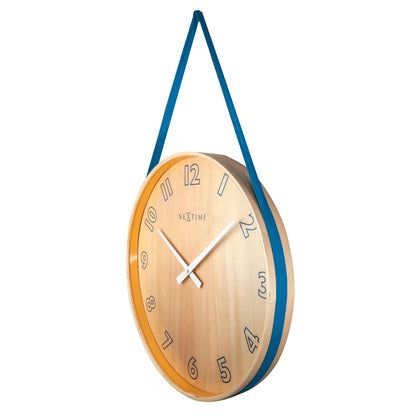 NeXtime Loop Big - Stille wandklok met design - Hout en Textiel