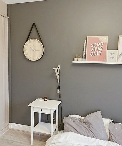 NeXtime Loop Big - Stille wandklok met design - Hout en Textiel