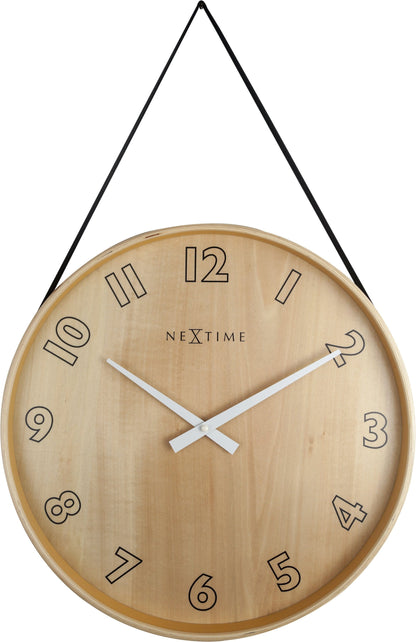 NeXtime Loop Big - Stille wandklok met design - Hout en Textiel