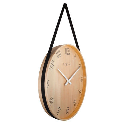 NeXtime Loop Big - Stille wandklok met design - Hout en Textiel