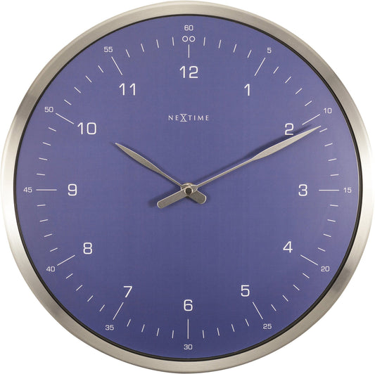 Comnox - Wandklok 60 Minuten - Stilte zonder geluid - Duurzaam met één AA batterij - Ø33cm - Metaal - Blauw/Wit/Zwart