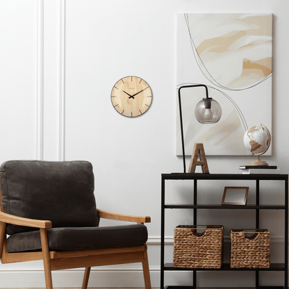 NeXtime Edge Wood Dome - Stijlvolle wandklok met koepelglas - 35 cm