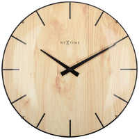 NeXtime Edge Wood Dome - Stijlvolle wandklok met koepelglas - 35 cm