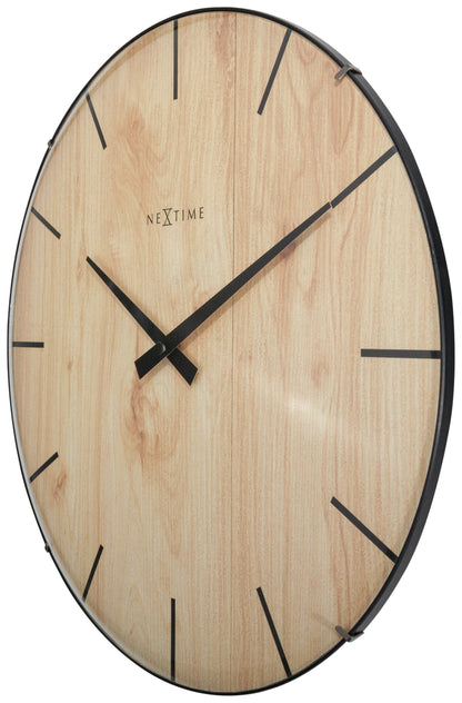 NeXtime Edge Wood Dome - Stijlvolle wandklok met koepelglas - 35 cm