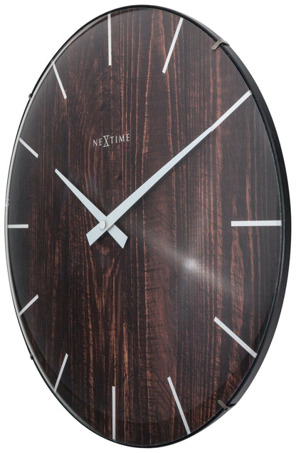 Comnox - Edge Wood Dome - Elegante Wandklok - Stil en Stijlvol - Ø35cm - Lichtbruin - Glas – tijdweergave – silent movement – 1 AA battery