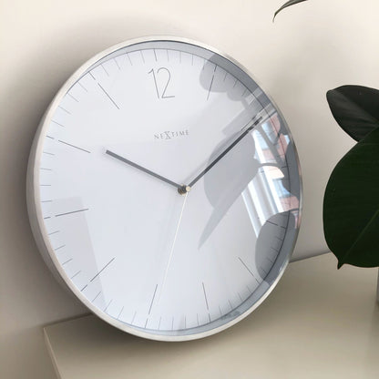 NeXtime Essential Silver - Geruisloze wandklok - 34 cm