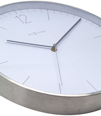 NeXtime Essential Silver - Geruisloze wandklok - 34 cm