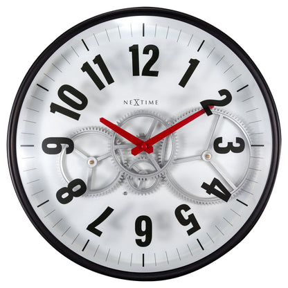 NeXtime Modern Gear Clock - Industriële wandklok met bewegende tandwielen - 36cm