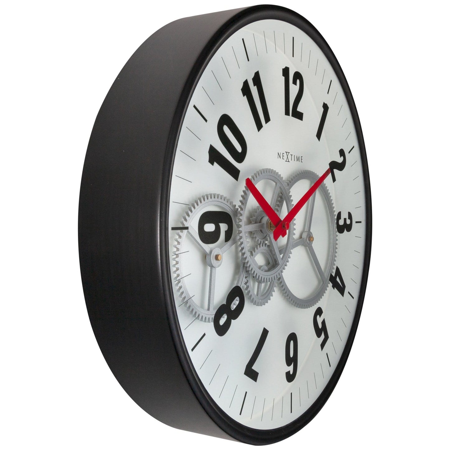NeXtime Modern Gear Clock - Industriële wandklok met bewegende tandwielen - 36cm