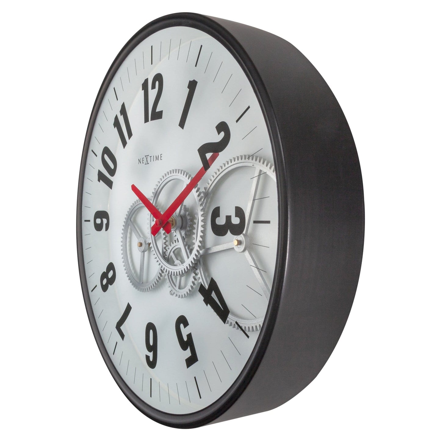 NeXtime Modern Gear Clock - Industriële wandklok met bewegende tandwielen - 36cm