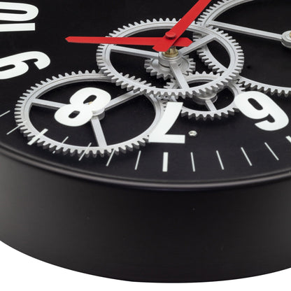 NeXtime Modern Gear Clock - Industriële wandklok met bewegende tandwielen - 36cm