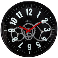 NeXtime Modern Gear Clock - Industriële wandklok met bewegende tandwielen - 36cm