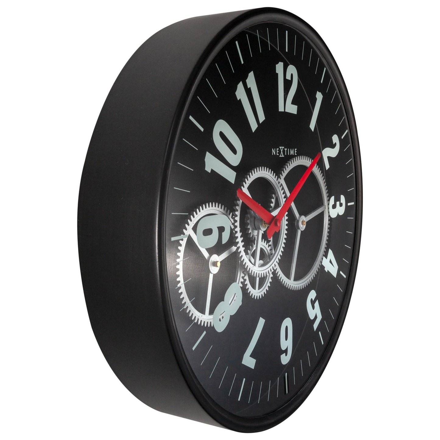 NeXtime Modern Gear Clock - Industriële wandklok met bewegende tandwielen - 36cm