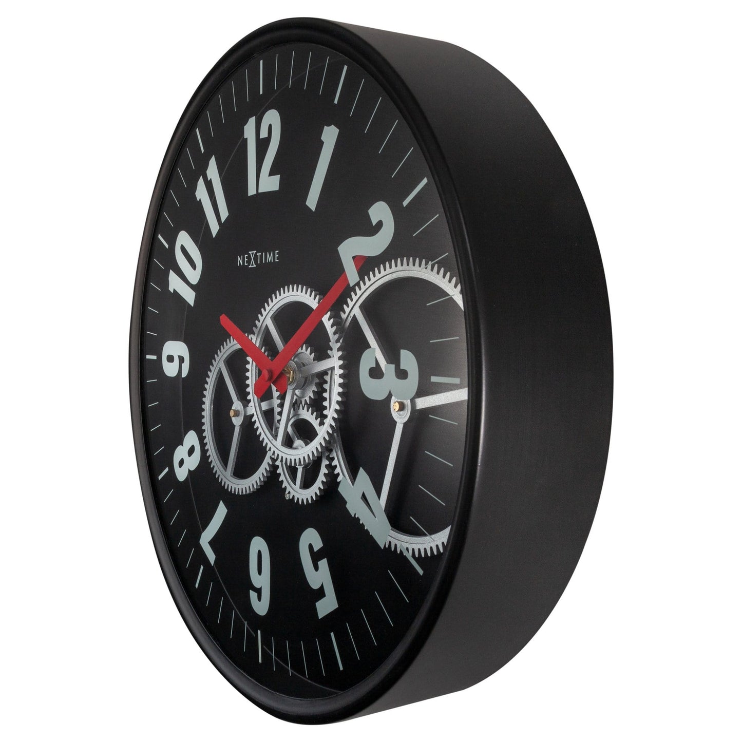 NeXtime Modern Gear Clock - Industriële wandklok met bewegende tandwielen - 36cm