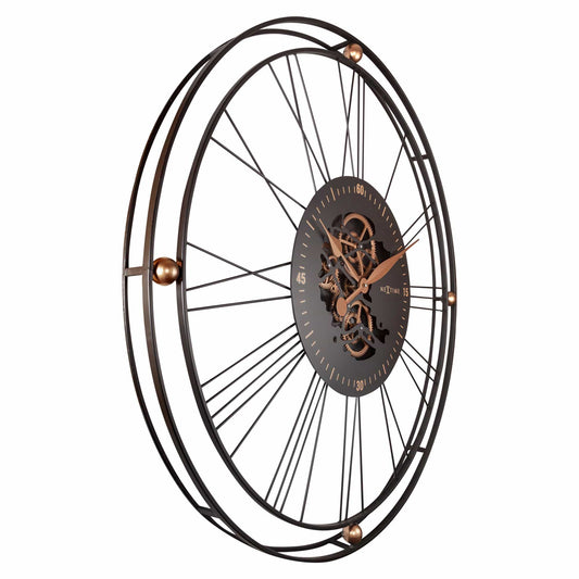 Comnox - Roman Gear Clock XXL - Tijdloos comfort - Industriële elegantie - 90,5 cm - Zwart/Silver of Zwart/Copper - klok