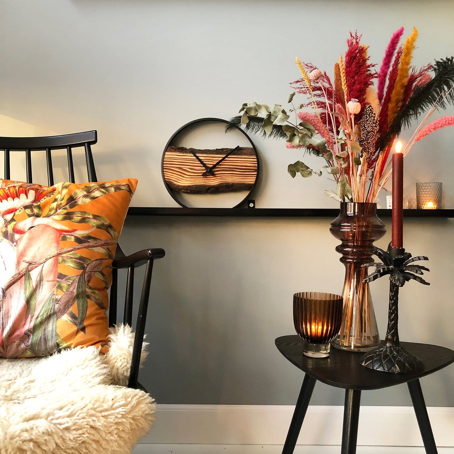 Kinderkamer wandklok met alpaca's en kaktusjes blauw