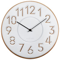 Comnox - Japanese Design Wall Clock - Concrete/Wood - Stijlvol & Praktisch - 30cm - Silent Timepiece - white