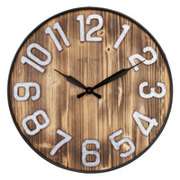Comnox - Aberdeen - Grote wandklok met houten wijzerplaat - Stil & Stijlvol - 50 cm - Met zonschaduw – houten, metalen compositie – klok – 50cm