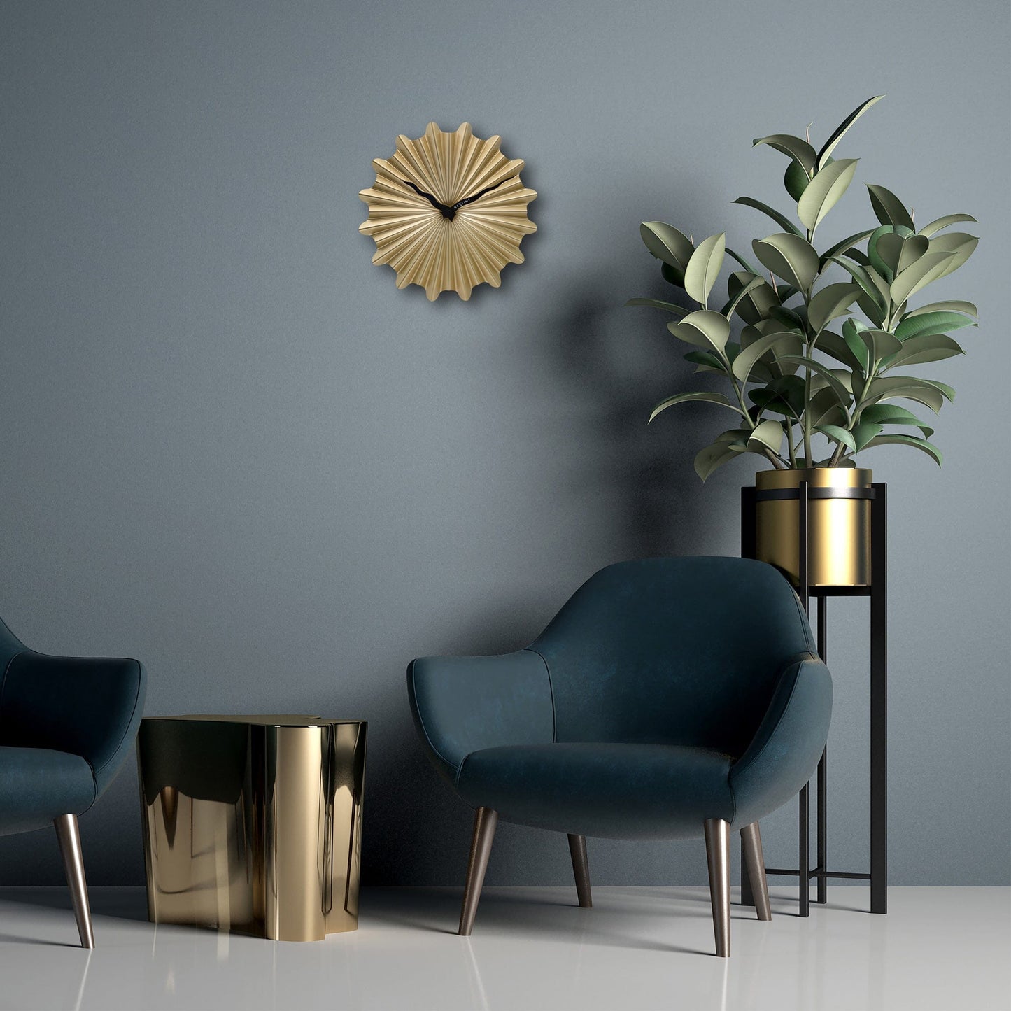 NeXtime Sunny - Stille design wandklok - Metaal 40cm