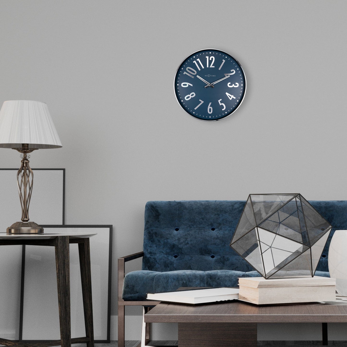 NeXtime Alchemy - Stille wandklok - Metaal Zilver/Blauw