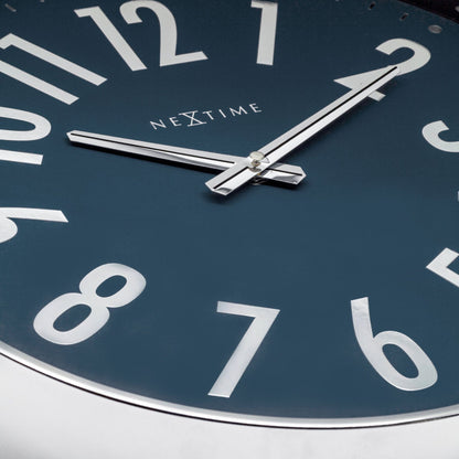 NeXtime Alchemy - Stille wandklok - Metaal Zilver/Blauw