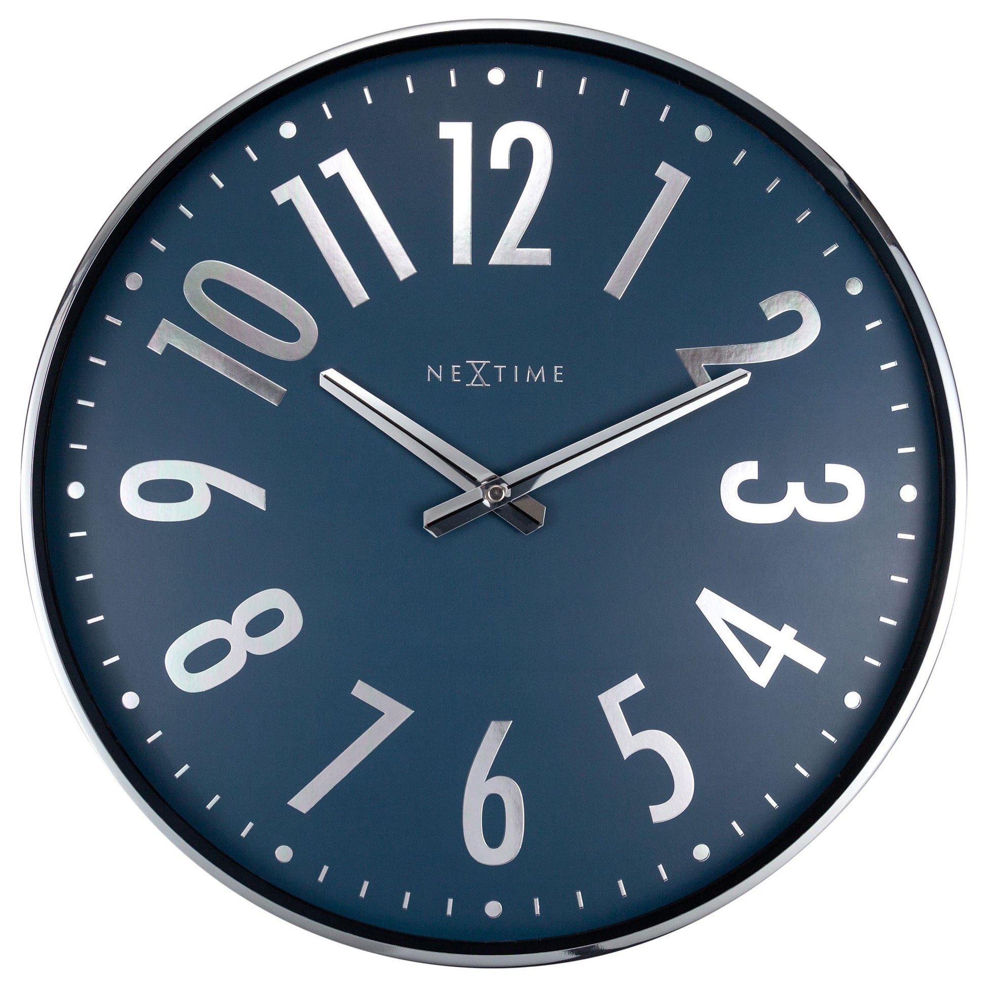 NeXtime Alchemy - Stille wandklok - Metaal Zilver/Blauw