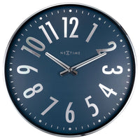 NeXtime Alchemy - Stille wandklok - Metaal Zilver/Blauw