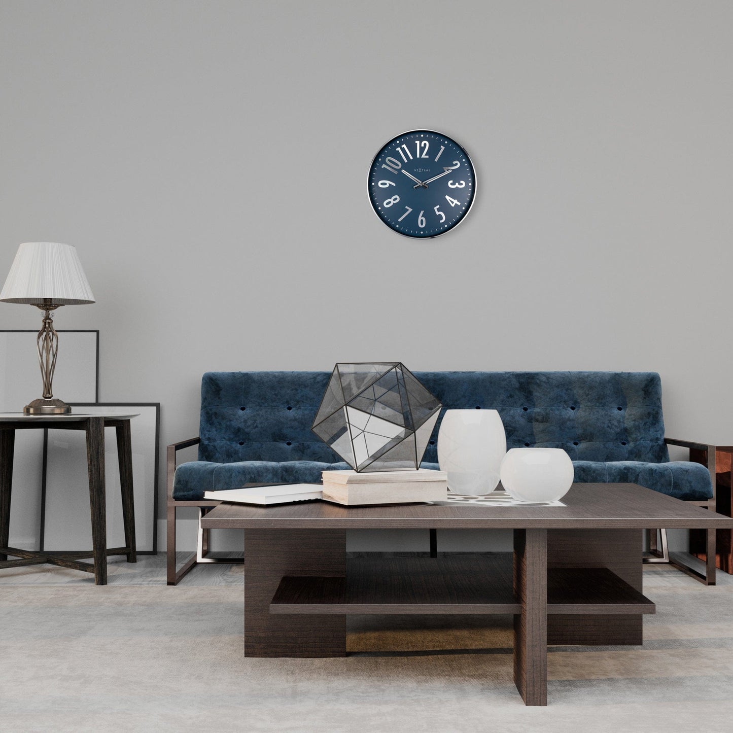 NeXtime Alchemy - Stille wandklok - Metaal Zilver/Blauw