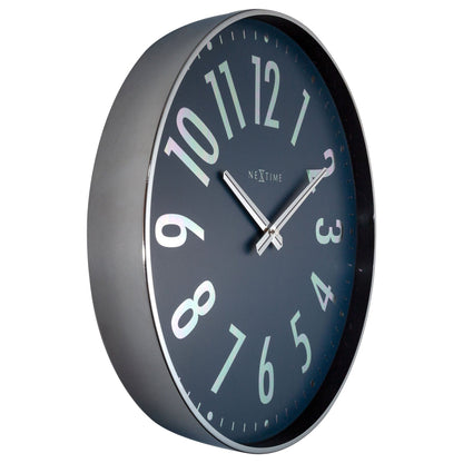 NeXtime Alchemy - Stille wandklok - Metaal Zilver/Blauw