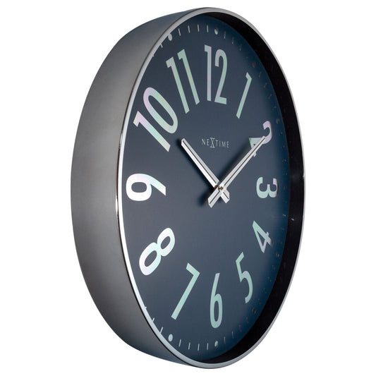 Comnox - NeXtime Alchemy - Stille wandklok - Metaal Zilver/Blauw