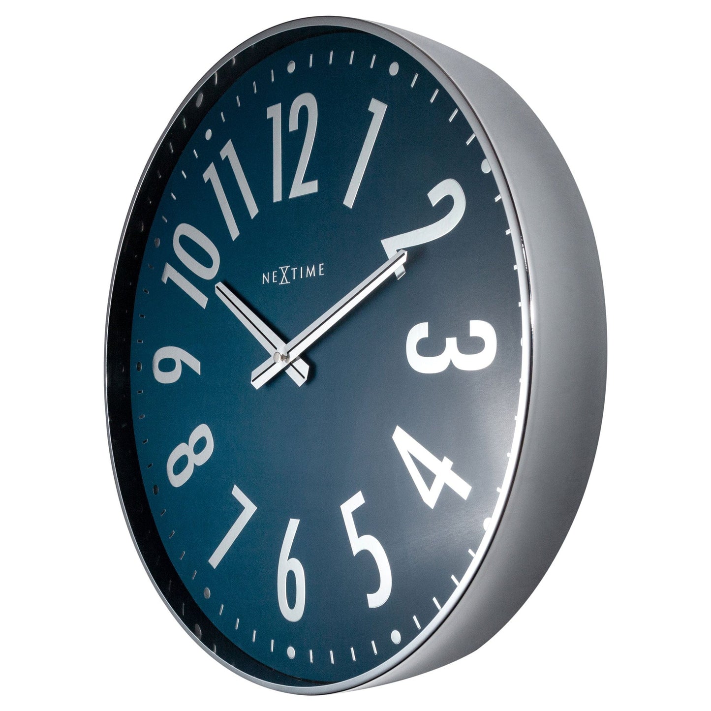 NeXtime Alchemy - Stille wandklok - Metaal Zilver/Blauw