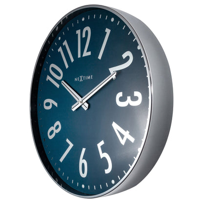 NeXtime Alchemy - Stille wandklok - Metaal Zilver/Blauw