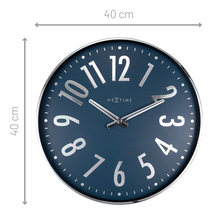 NeXtime Alchemy - Stille wandklok - Metaal Zilver/Blauw